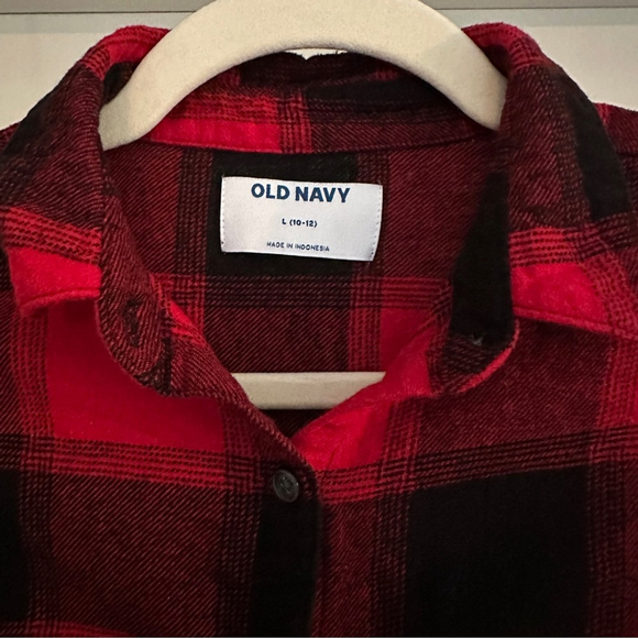 Old Navy Kids Red Plaid Shirt - Picture 2 of 3